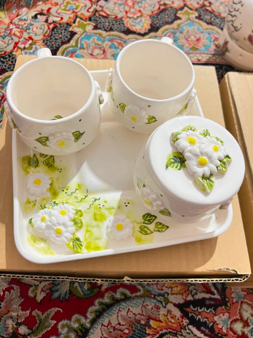 ست دونفره سرامیکی گل بابونه